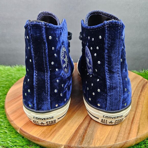 Converse Chuck Taylor All Star Hi Navy Velour Velvet Stud Sneakers 10 558993C - Picture 3 of 10